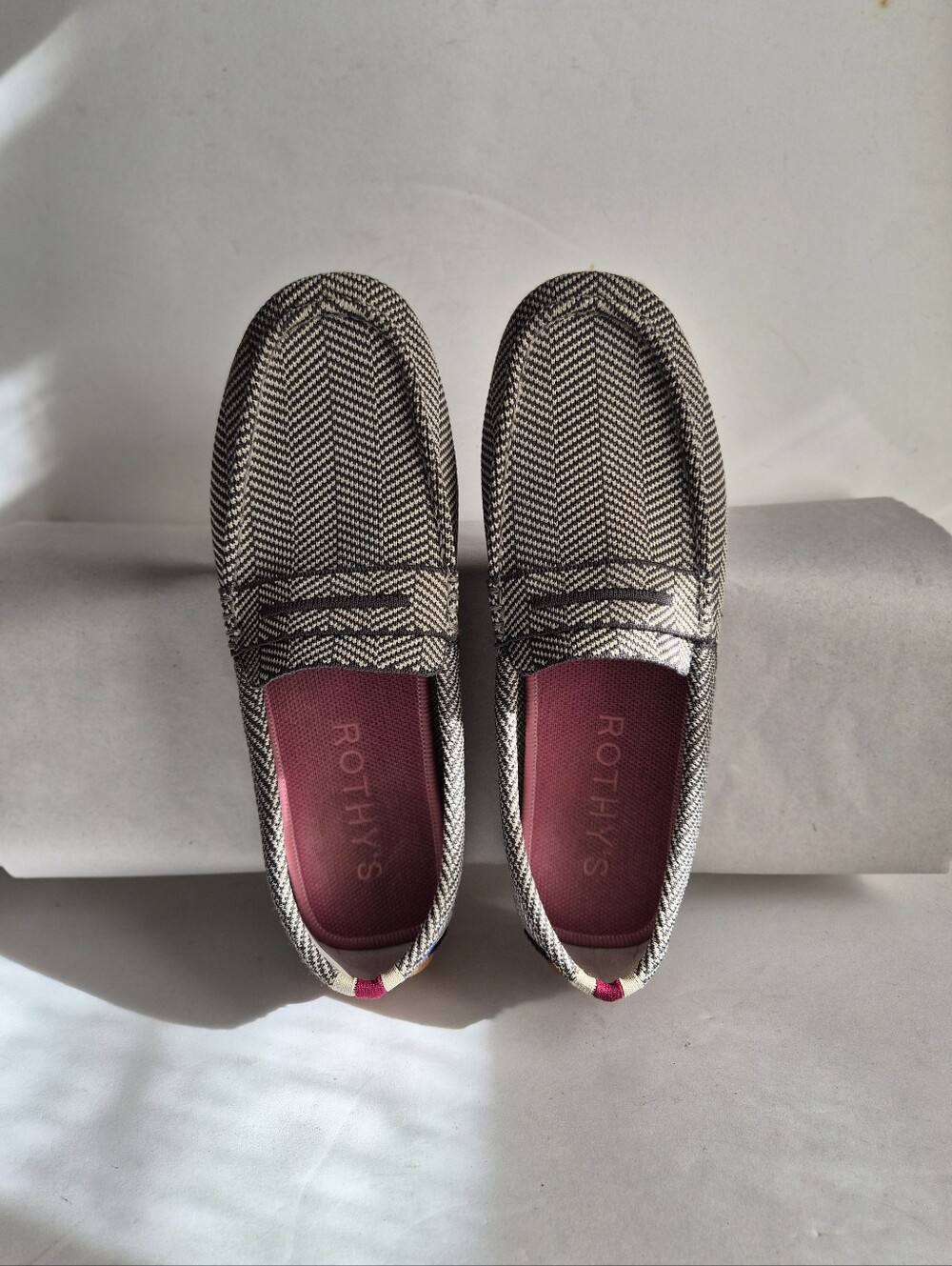 Rothy's Iron Herringbone Drivers 10.5 Academia Preppy Eclectic Grandpa Loafers